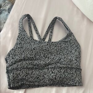 Lululemon Athletica Black and White Sports Bra with Crisscross Straps